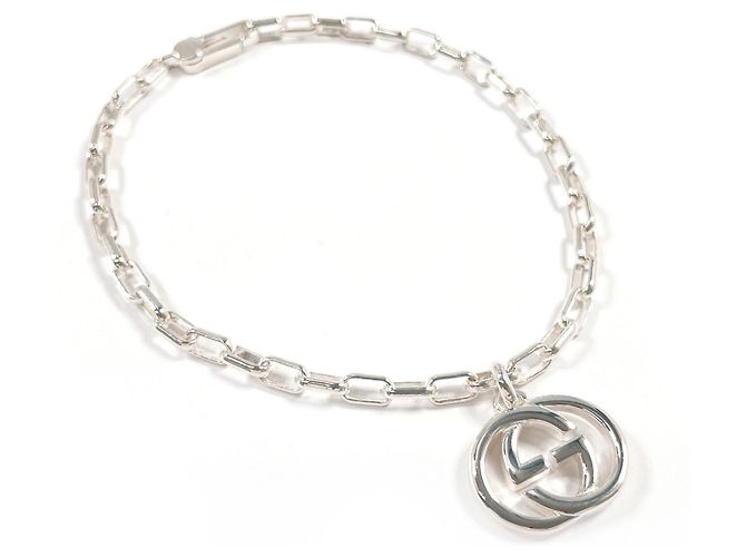 GUCCI Interlocking G Charm Bracelet Silvery