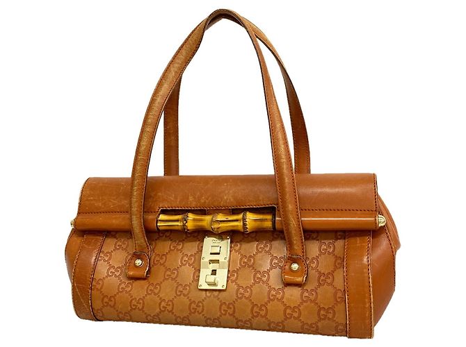 Bamboo Bolsa de ombro Gucci em couro marrom