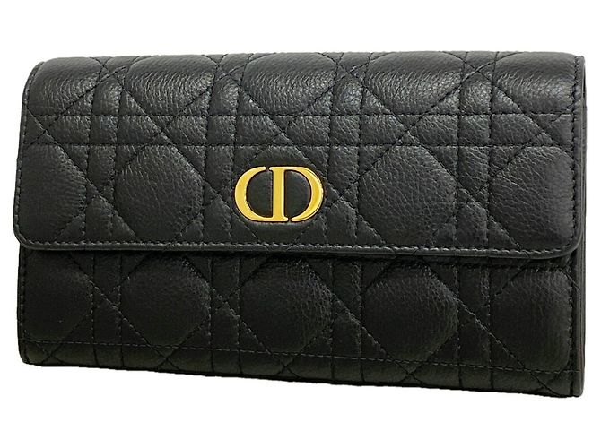 Christian Dior Black Leather Long Wallet