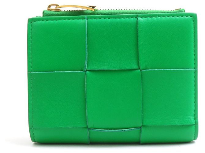 Cartera bi-fold de piel verde Bottega Veneta