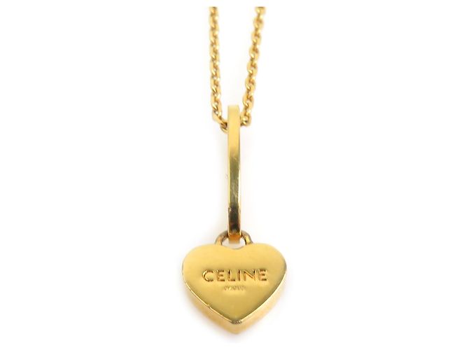 Céline Colar de metal dourado Celine