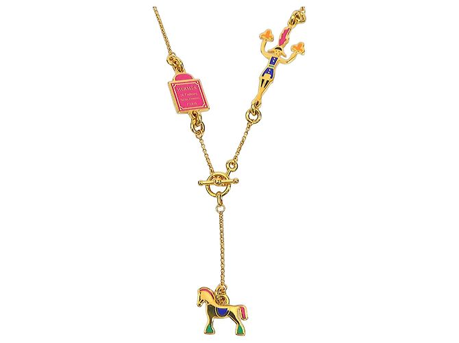 Hermès Collana Hermes HERMES Cheval Grand Parade GP Multicolore D'oro