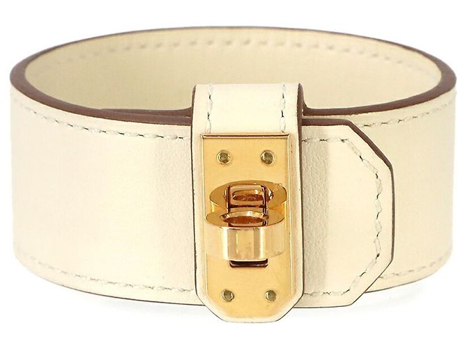 Hermès Pulseira Hermes Kelly Twist PM Branco Dourado