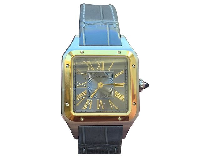 Relógio Cartier Santos Dumont Ouro e Aço Prata Gold hardware