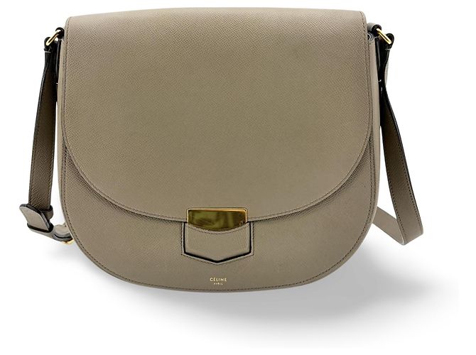 Céline Celine Trotteur Grainy Leather Medium Bege