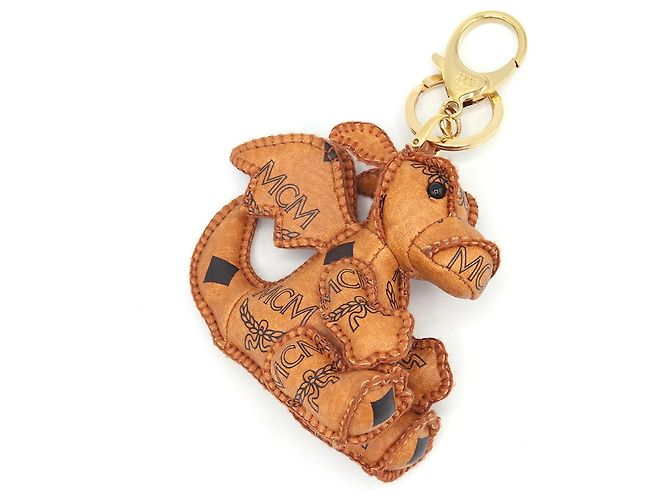 Chaveiro de couro MCM em castanho Marrom