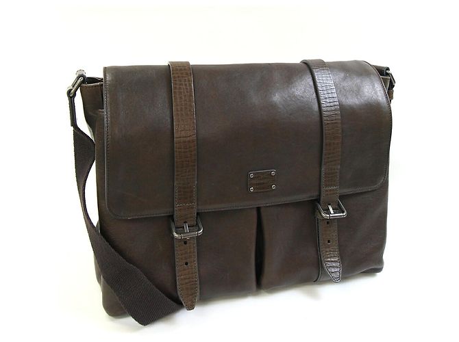 Borsa a tracolla in pelle marrone scuro Dolce & Gabbana