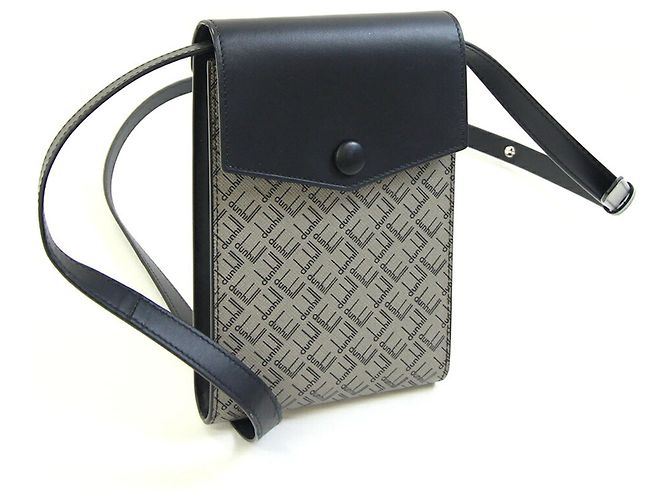 Alfred Dunhill Borsa a tracolla in pelle nera e grigia Dunhill Marrone Nero
