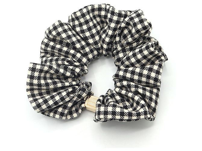 Miu Miu Scrunchie mit Gingham-Karo Schwarz Weiß