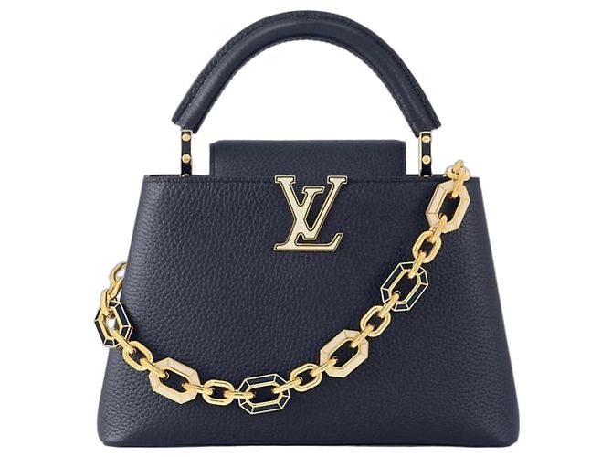 Bolso Louis Vuitton Capucines Mini en piel azul oscuro