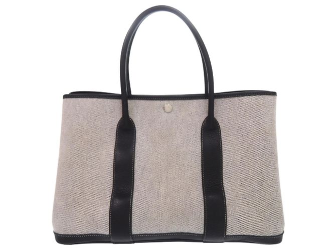 Hermès Saco Tote Hermes Garden Party 36 PM Marrom Preto Cru