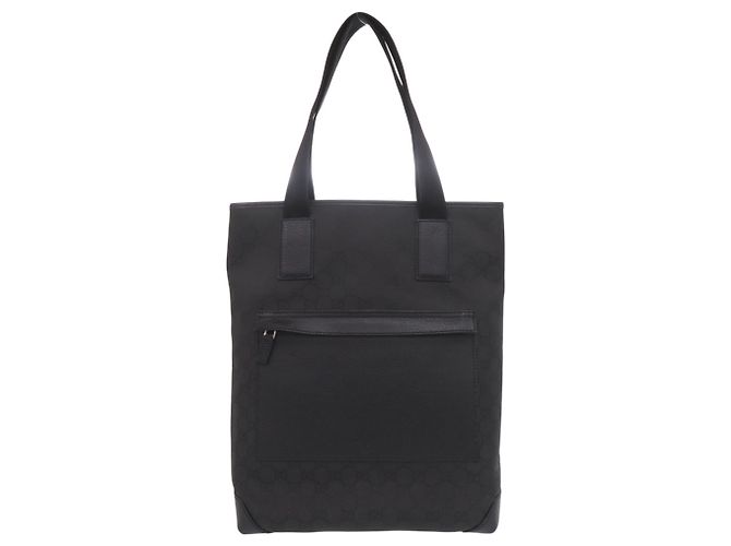Borsa Tote Gucci in nylon e pelle nera Nero