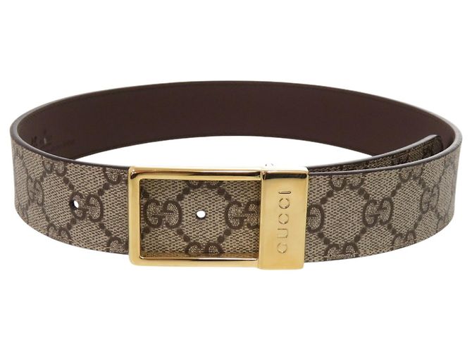 Cinto Gucci com fivela quadrada GG Marrom Bege