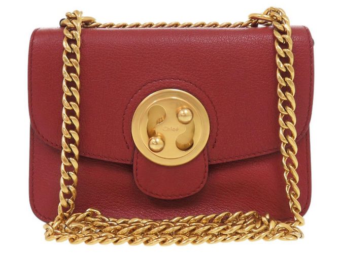 Bolsa de Ombro Chloé Chloe Millie em Couro Vermelho com Corrente