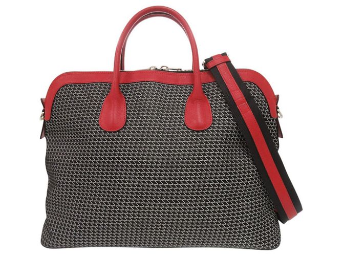 Bolsa Boston Valextra K-VAL My Logo em lona e couro Preto Vermelho