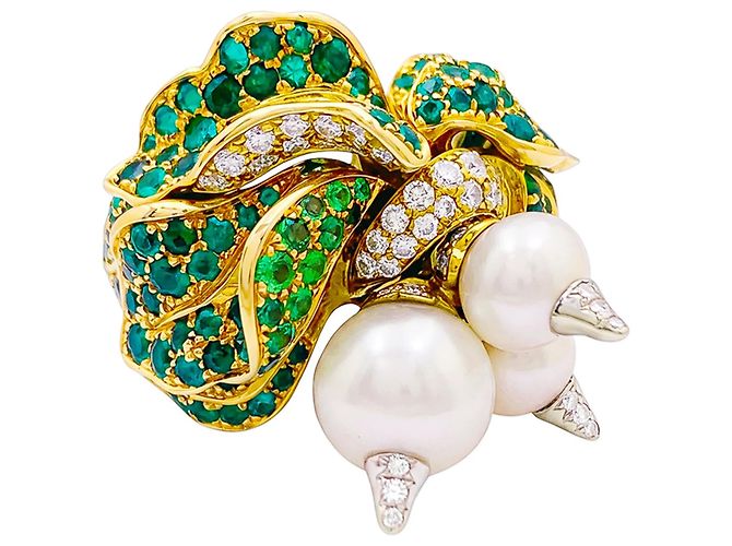 Autre Marque Dior Ring, “Jardins de Milly-la-Forêt”, "Navets", Smaragde, Tsavorite, Diamanten, Perlen.