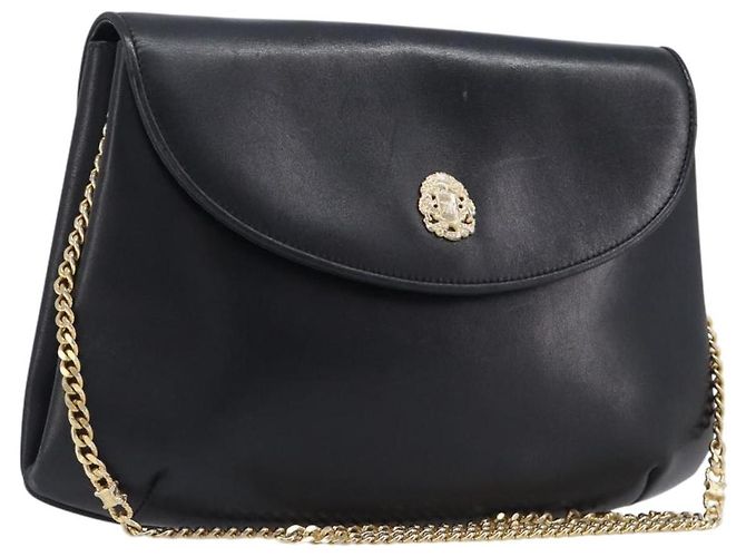 Céline Bolsa de Ombro com Corrente CELINE em Couro Preto e Dourado Auth ep16204