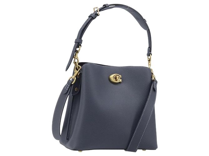 Borsa a tracolla Coach in pelle 2way Navy Gold Auth ki6820A D'oro Blu navy