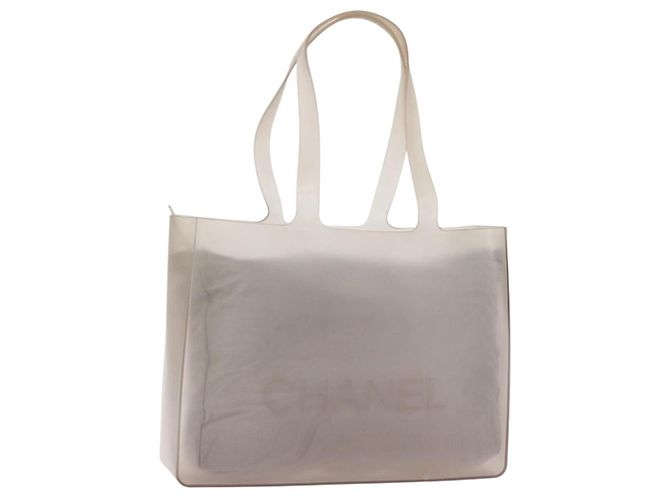 Saco Tote CHANEL Rubber Gray CC Auth 206363 Marrom