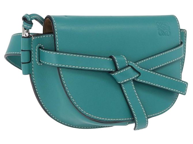 LOEWE Mini Gate Bag Sac à Main en Cuir Vert Argent Auth ka6387M Argenté