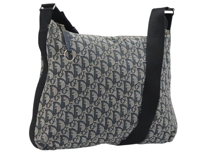 Borsa a tracolla Christian Dior Trotter Canvas Navy Silver Auth 204237 Argento Blu navy