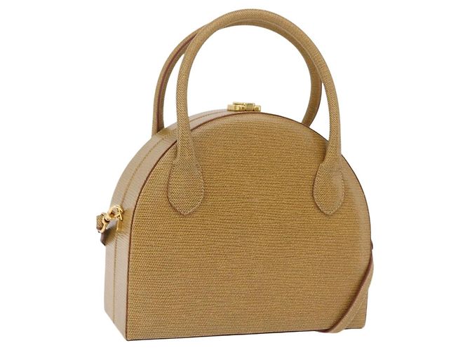 FENDI Handtasche Leder 2way Beige Gold Auth ka6408 Golden