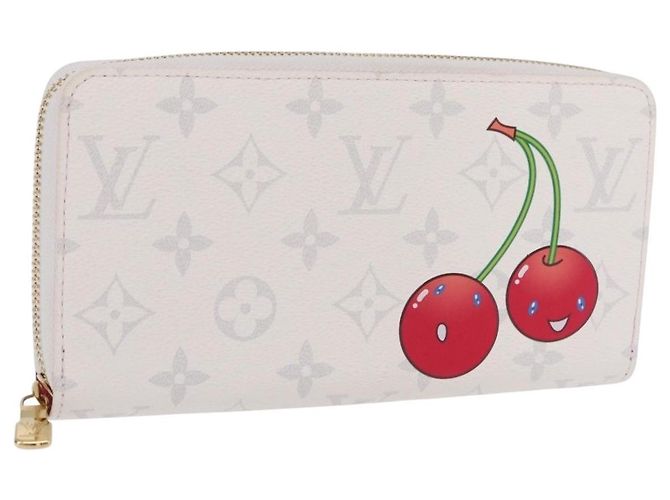 LOUIS VUITTON Monogram Cherry Zippy Long Wallet White M14240 LV Auth 206069SAM Weiß