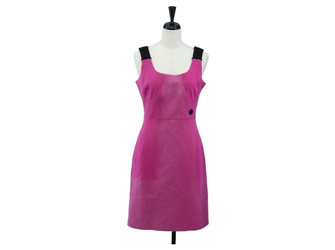 LOUIS VUITTON Tank Kleid Einteiler Hemdkleid Nylon 38 Pink LV Auth 203730M