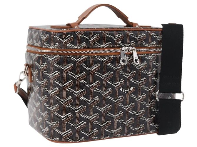 Borsa a mano GOYARD Herringbone Vanity Muse PVC 2way Nero Argento Auth 203159SM