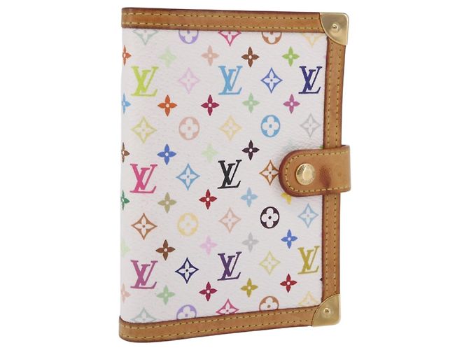 LOUIS VUITTON Multicolor Agenda PM Day Planner Cover R21074 LV Auth ar14291A White