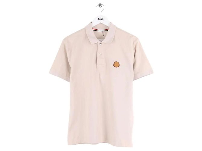 Polo Moncler in cotone beige da uomo