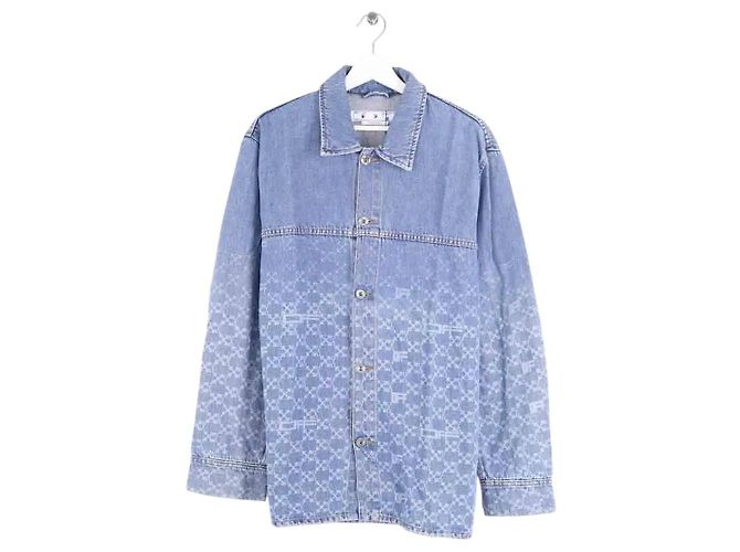 Off White Blue Cotton Jacket Men L