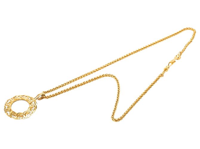 Collana lunga Chanel con pendente a lente d'ingrandimento placcata oro D'oro