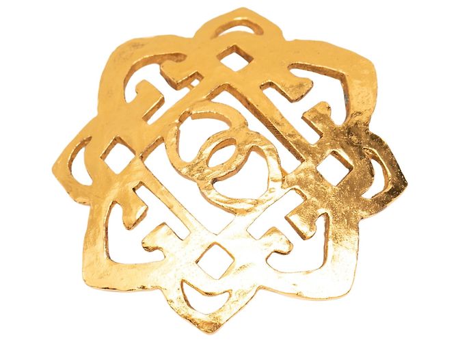 Spilla filigrana Chanel CC placcata oro D'oro