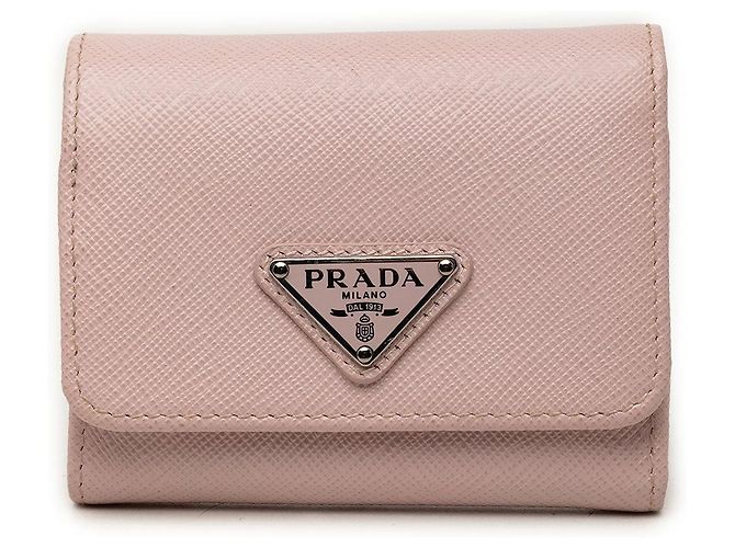Pink Prada Saffiano Trifold Small Wallet