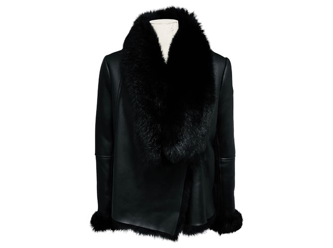 Autre Marque Michelle Mason Black Lamb Shearling Toggle Jacket
