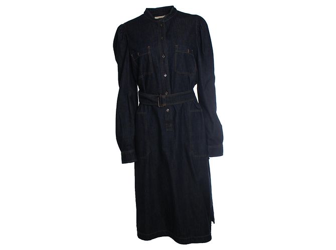 Weekend Max Mara, vestido de ganga com cinto transpassado Azul