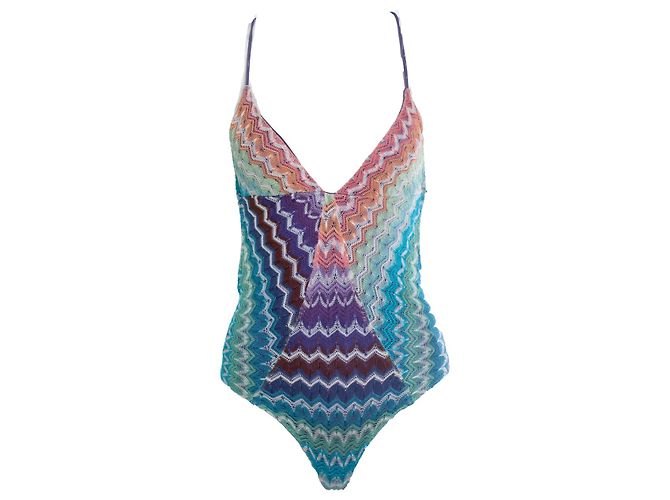Missoni, mehrfarbiger Badeanzug mit Zig-Zag-Print Mehrfarben