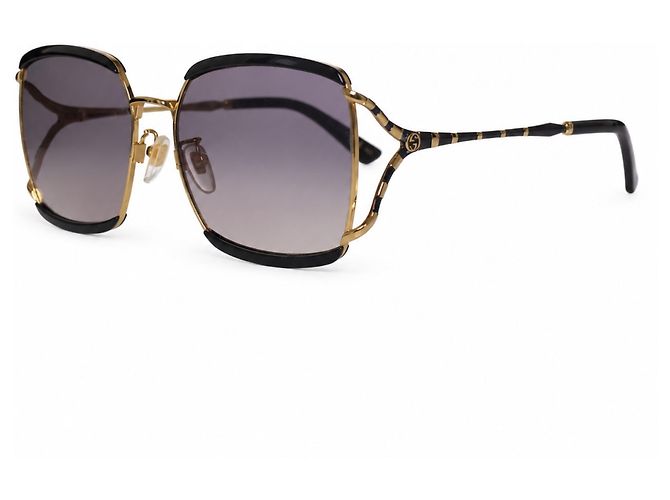 Gucci, occhiali da sole quadrati neri e dorati Nero D'oro