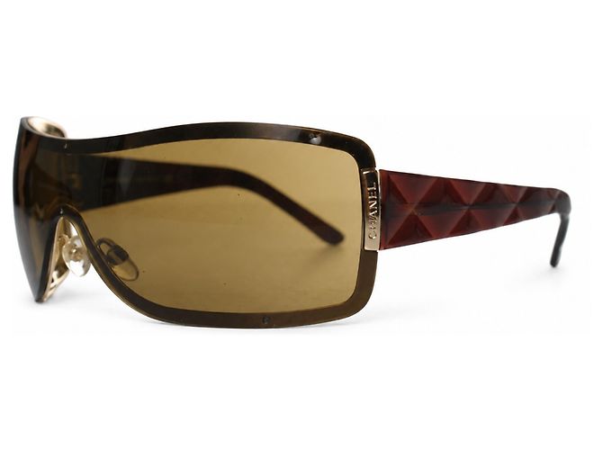 Chanel, braune Shield-Sonnenbrille mit Steppdesign