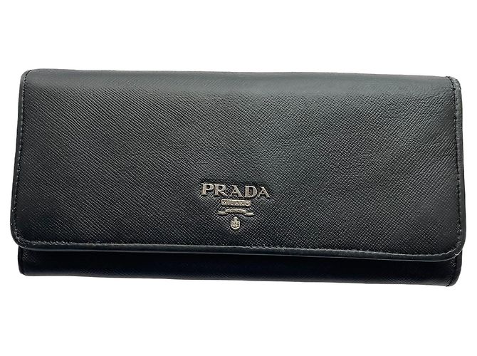 Prada Saffiano Leder Geldbörse Schwarz