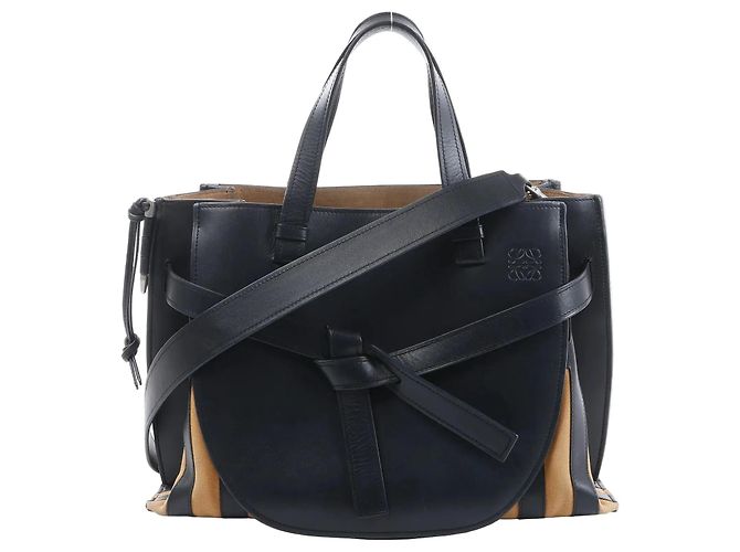 Sac à main 2Way en cuir LOEWE Gate Top Handle Noir Marron