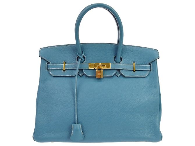 Hermès Hermes Birkin Blue Clemence avec Gold Hardware 35 Bleu