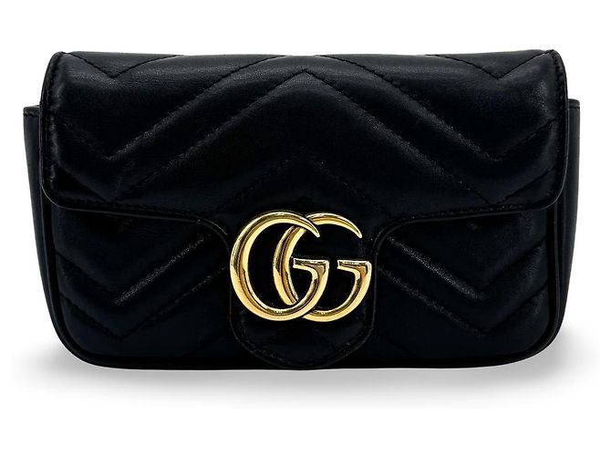 Mini de couro GG Marmont da Gucci Preto