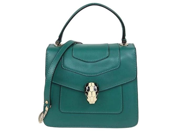 Bulgari Sac à main Bvlgari Serpenti Forever Top Handle en cuir vert