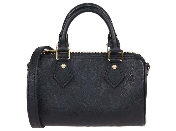 Bolsa Nano Speedy Louis Vuitton em couro Monogram Empreinte preto