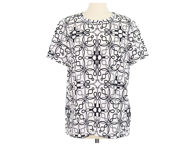 Hermès T-Shirt Micro Cordeliers Piqures em algodão branco e preto