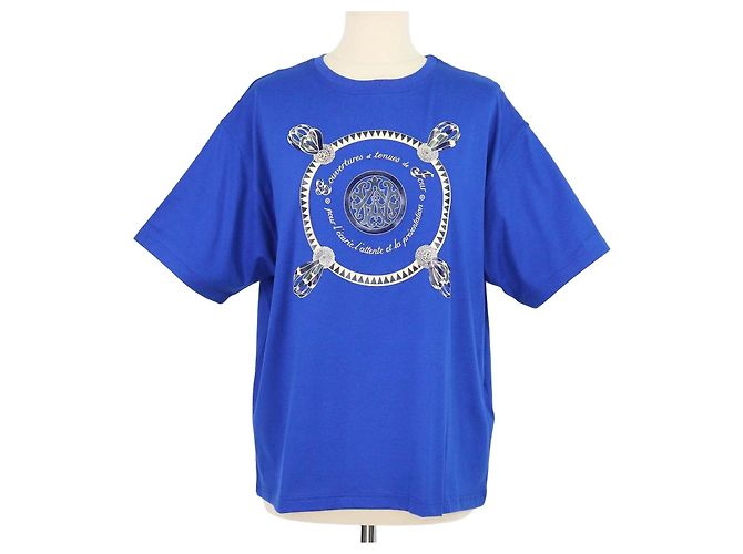 Hermès Bleu Mykonos Algodão Coberturas e Conjuntos Maxi T-Shirt Azul