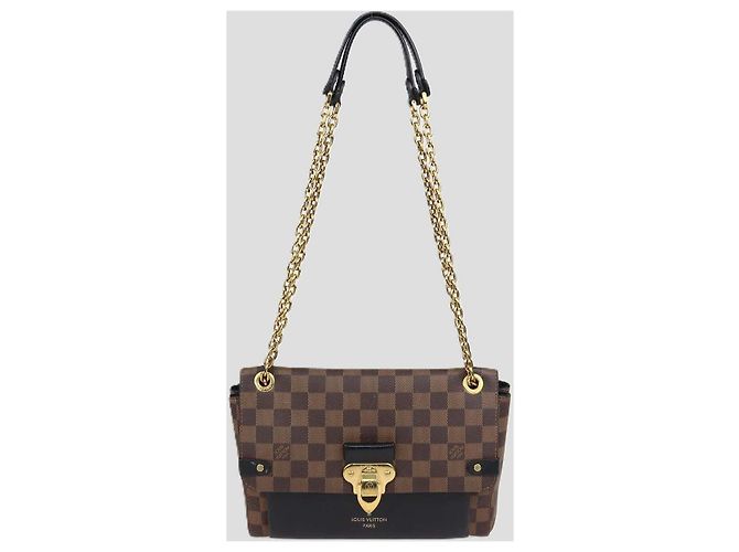 Borsa Louis Vuitton Vavin PM in tela Damier Ebene nera D'oro