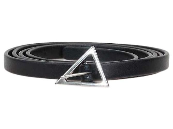 Cinto Bottega Veneta em couro preto com fivela triangular fina